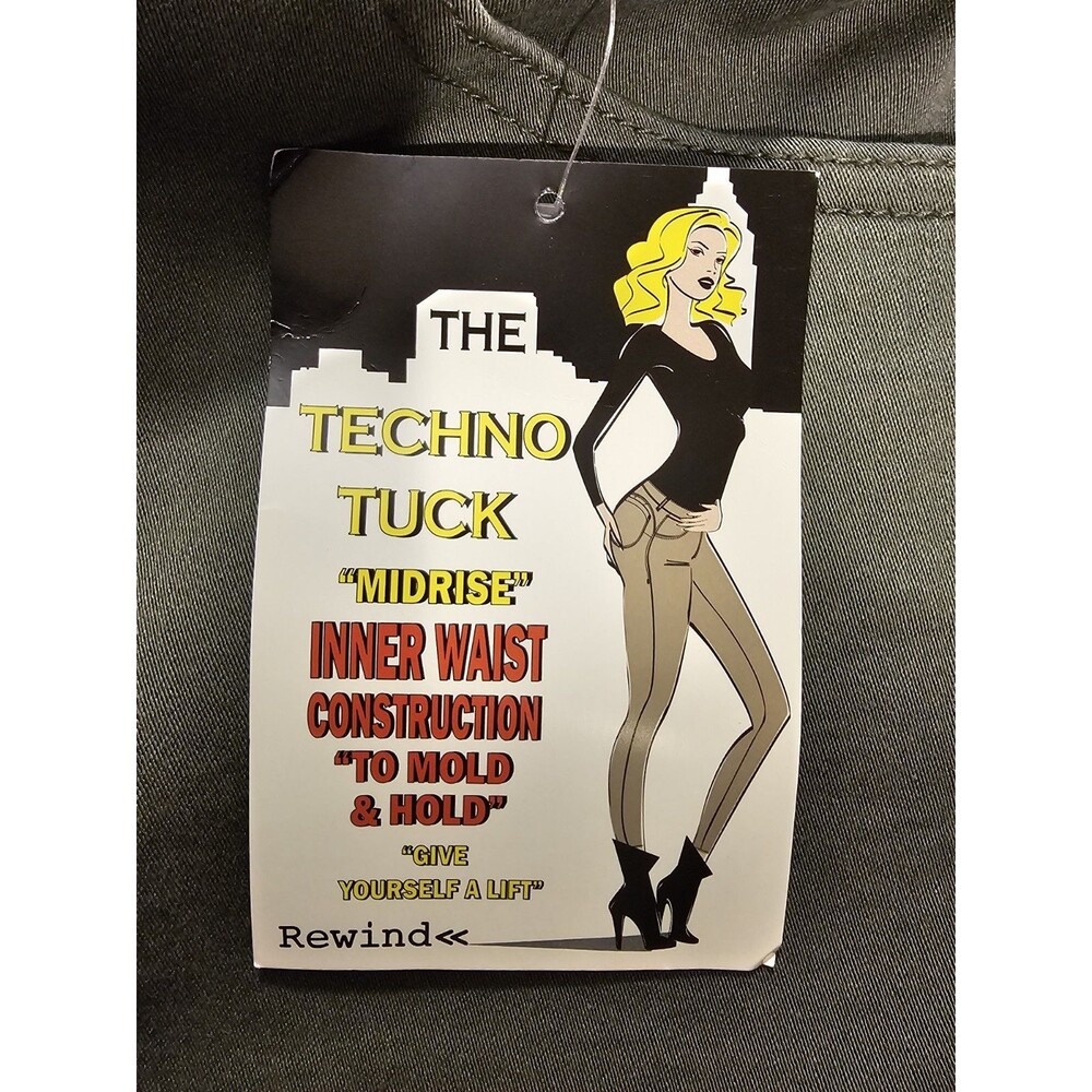 NWT Rewind The Techno Tuck Mid Rise Skinny Pants Jeans Olive Green 17 33W Plus - Picture 8 of 10